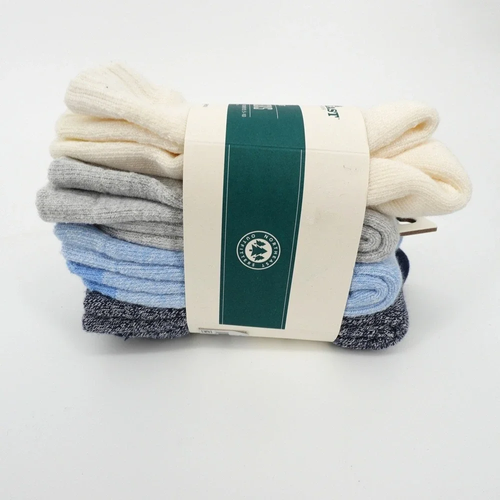 Northeast Outfitters Adult Hiking Socks 4 Pack Cream Blue Grey Full Cushion M